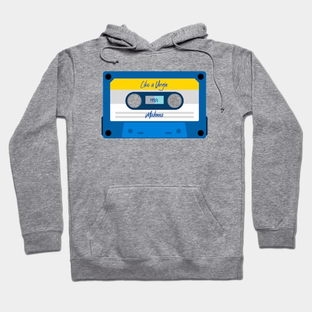 Madonna Classic Blue Cassette Hoodie by PowelCastStudio